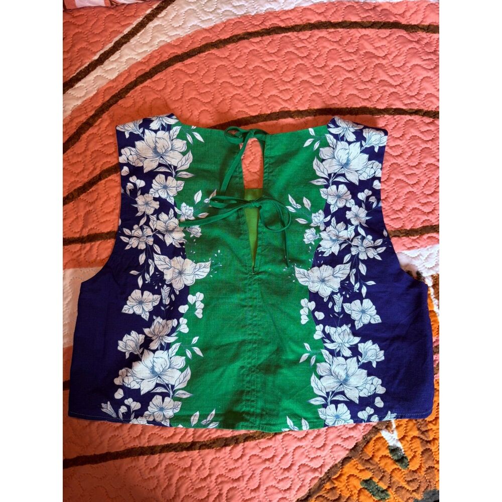 Kourt Floral Cotton Sleeveless Square Neck Crop Top Boho Girly Cottagecore